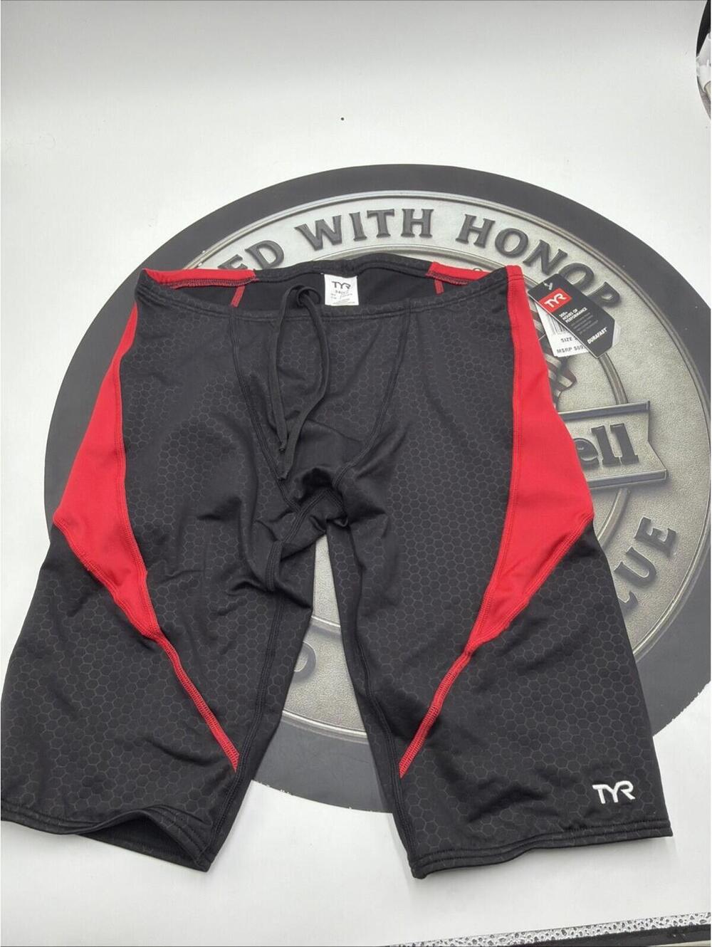 TYR Hexa Cure Splice Jammer Swimsuit Black/Red Size 34